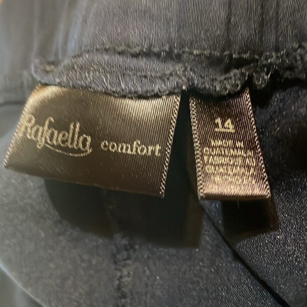 Rafaella Comfort Pull-On Dress Pants Size 14 Navy Stretch Work Viscose Slim - Picture 2 of 12